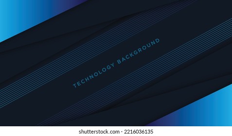 Abstract elegant blue geometric overlap layers with black background. 