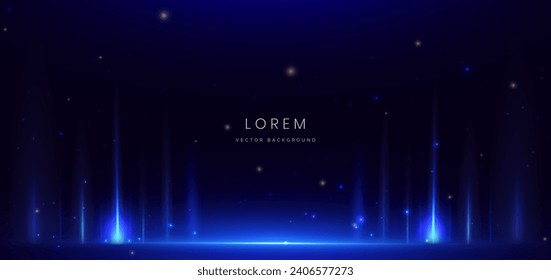 Resumen elegante línea azul brillante con efecto de iluminación brillante sobre fondo negro. Diseño de premio de plantilla premium. Ilustración del vector