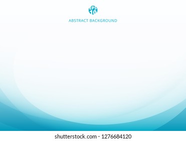 Abstract elegant blue light curve template on white background with copy space. Vector illustration
