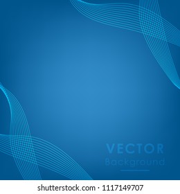 Abstract elegant blue wave background. Can be used template, web, presentation. Vector illustration.