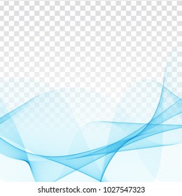 Abstract elegant blue wave design on transparent background