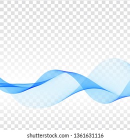 Abstract elegant blue wave transparent background vector