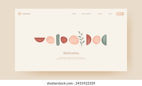 Abstract elegant boho art welcome website template. aesthetic website landing page or banner template modern style vector illustration