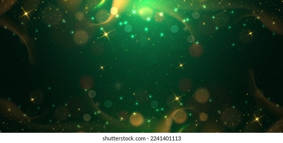 Abstract elegant bokeh on dark green background with lighting effect and sparkle for celebration chistmas. Vector illustration