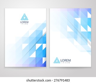 Abstract elegant brochure flyer in A4 size. Trendy business concept with triangle logo design. Creative vector illustration.