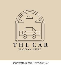 Abstract elegant car line logo icon vector design. Cool lined vector sign