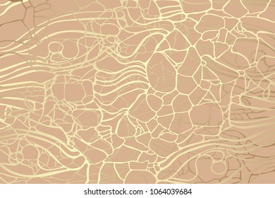 Abstract elegant cell background. Golden marble paint texture, cobweb, tile surface. Elegant futuristic ornament
