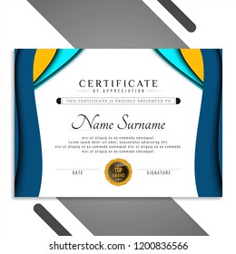 Abstract elegant certificate template wavy design