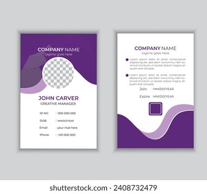 Resumen Elegante diseño de tarjeta de identificación limpia Vector de plantilla para empleados y otros.
