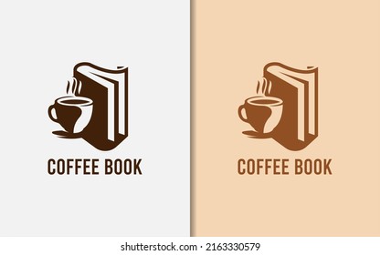 Abstract Elegant Coffee Cup and Book Combination Logo Design.
