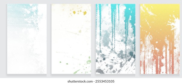 Abstract elegant colorful Halftone watercolor style banners design set Dynamic Vector Halftone Design for Stylish Product Graphics