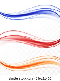 Abstrakte, elegante, bunte Lichtwellen, die in einem dynamischen, rauchigen Stil auf transparentem Hintergrund gesetzt werden. Vektorgrafik