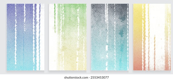 Abstract elegant colorful Vector halftone pattern grunge effect texture set, Wall paint texture, Dust and scratches design,  Abstract halftone vector illustration