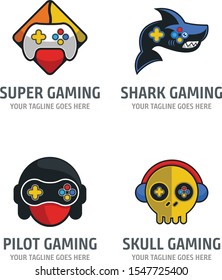 abstract elegant colourfull gaming logo collection with flat design