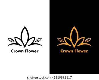 Abstract elegant Crown Flower logo icon vector design. Universal creative premium symbol