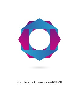 Abstract elegant cube logo in origami style
