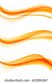 Abstract elegant curved wavy lines set in orange color and smooth soft clean bright dynamic style. Vector illustration