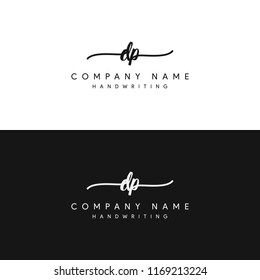 abstract elegant D P signature handwritten initials logo vector template
