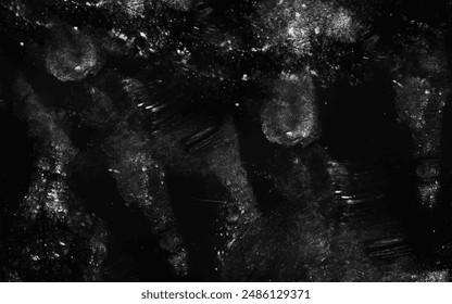Abstrakte elegante dunkelschwarze Hintergrund-Vektorillustration mit Vintage Distressed Grunge-Textur und weißer Holzkohle-Farbe. Splash Partikel Weißer Feuer Effekt Hintergrund.