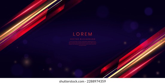 Abstract elegant dark blue background with red glowing effect and bokeh. Template premium award design. Vector illustration