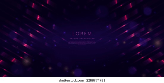 Abstract elegant dark blue background with pink glowing effect and bokeh. Template premium award design. Vector illustration