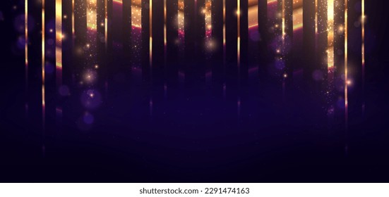 Resumen elegante fondo azul oscuro con efecto dorado brillante y bokeh. Diseño de premio de plantilla premium. Ilustración del vector