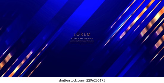 Resumen elegante fondo azul oscuro con línea dorada y efecto de iluminación. Diseño de premios de celebración de plantillas de lujo. Ilustración del vector