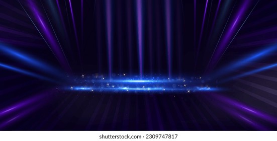 Abstrakter, eleganter, dunkelblauer Hintergrund mit violetter Linie und Lichteffekt funkeln. Vektorgrafik