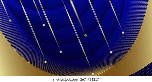Abstrato elegante fundo azul escuro com linha dourada e efeito de iluminação brilho. Design de prêmio de modelo de luxo. Ilustração vetorial
