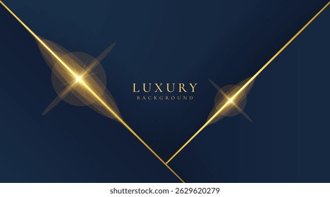 Abstract elegant dark blue luxury background with shining golden lines. Modern futuristic background