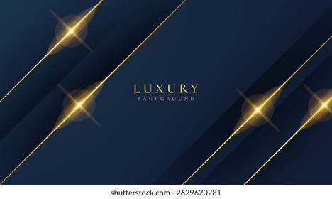 Abstract elegant dark blue luxury background with shining golden lines. Modern futuristic background
