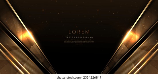 Resumen elegante fondo marrón oscuro con línea dorada y efecto de iluminación brillante. Diseño de un premio de plantilla de lujo. Ilustración del vector