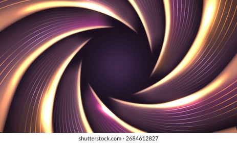 Fondo Abstractas elegante del fuego oscuro con la línea curva de oro y el efecto de la iluminación, Ilustración vectorial