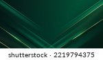 Abstract elegant dark green background with golden line diagonal and lighting effect sparkle. Luxury template design. Vector illustration.