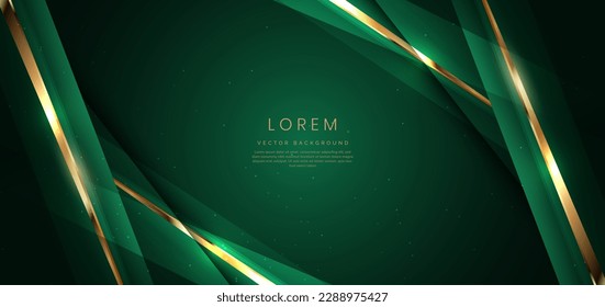 Abstract elegant dark green background with golden glowing effect. Template premium award design. Vector illustration