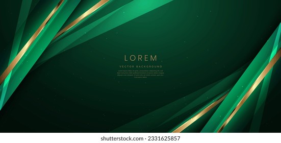 Abstract elegant dark green background with golden glowing effect. Template premium award design. Vector illustration