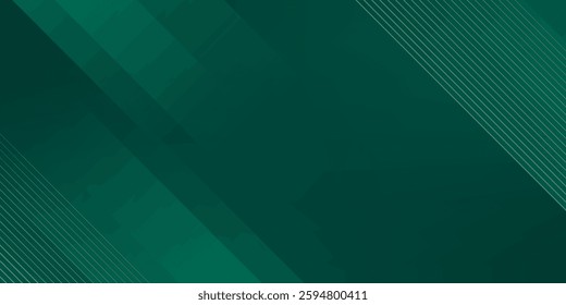Abstract elegant dark green background with golden line diagonal and lighting effect sparkle. Luxury template design. Vector illustration.