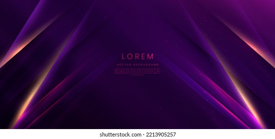 Resumen elegante fondo morado oscuro con efecto de iluminación dorado brillante. Diseño de plantilla de lujo. Ilustración vectorial. 