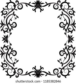 Abstract elegant decorative frame with curly motifs. Empty space for text. Vector illustration.