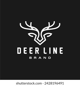 abstract elegant deer head icon logo vector design, modern logo pictogram design of abstract outline reindeer or buck with stag