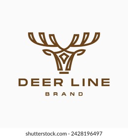abstract elegant deer head icon logo vector design, modern logo pictogram design of abstract outline reindeer or buck with stag