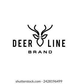 Abstraktes elegantes Hirschkopf-Icon-Logo-Vektor-Design, modernes Logo-Piktogramm-Design des abstrakten Umrisses Rentier oder Bock mit Hirsch