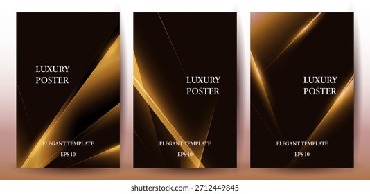 Abstractas Elegante fondo dorado rayado diagonal con polígono y geométrico