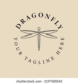 Abstract elegant dragonfly line logo icon vector design. Beautiful lined vector sign
