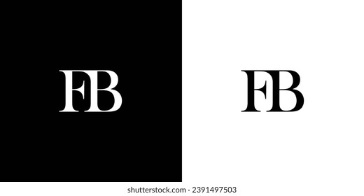 Abstract Elegant FB or BF Letter Linked Monogram Logo Design in black and white color