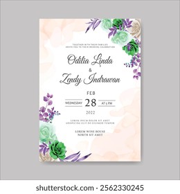 Abstract and Elegant Floral Invitation Card. Illustrator and designer. Wedding Invites, save the date, Birthday Invites, Video Invites, E-Cards.