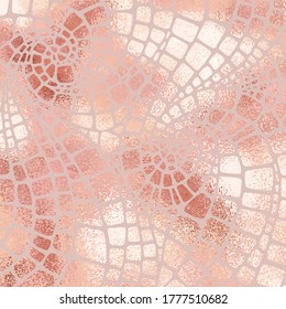 Abstract elegant floral vector background. Rose gold. Imitation foil.