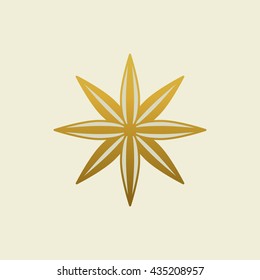 Abstract elegant flower logo. Graphic gold flower symbol. Vector illustration.