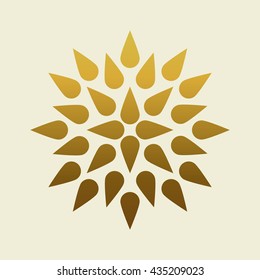 Abstract elegant flower logo. Graphic gold flower symbol. Vector illustration.