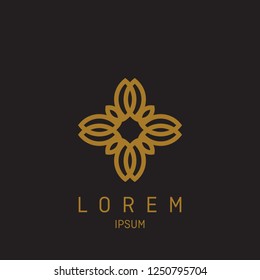 Abstract elegant flower logo icon vector design. Universal creative premium symbol. Graceful jewel vector sign.